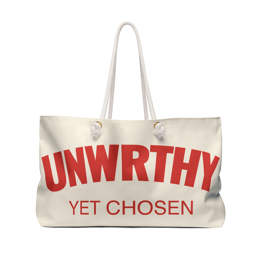 UNWRTHY Book I Weekender Bag Cream and Red