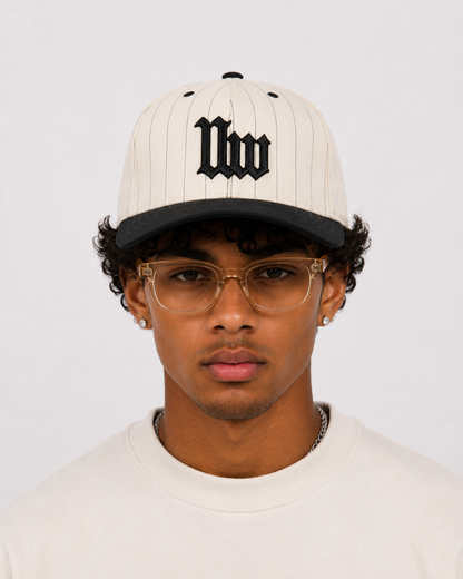 Book I Snapback - Ivory Pinstripe/Alpha Black