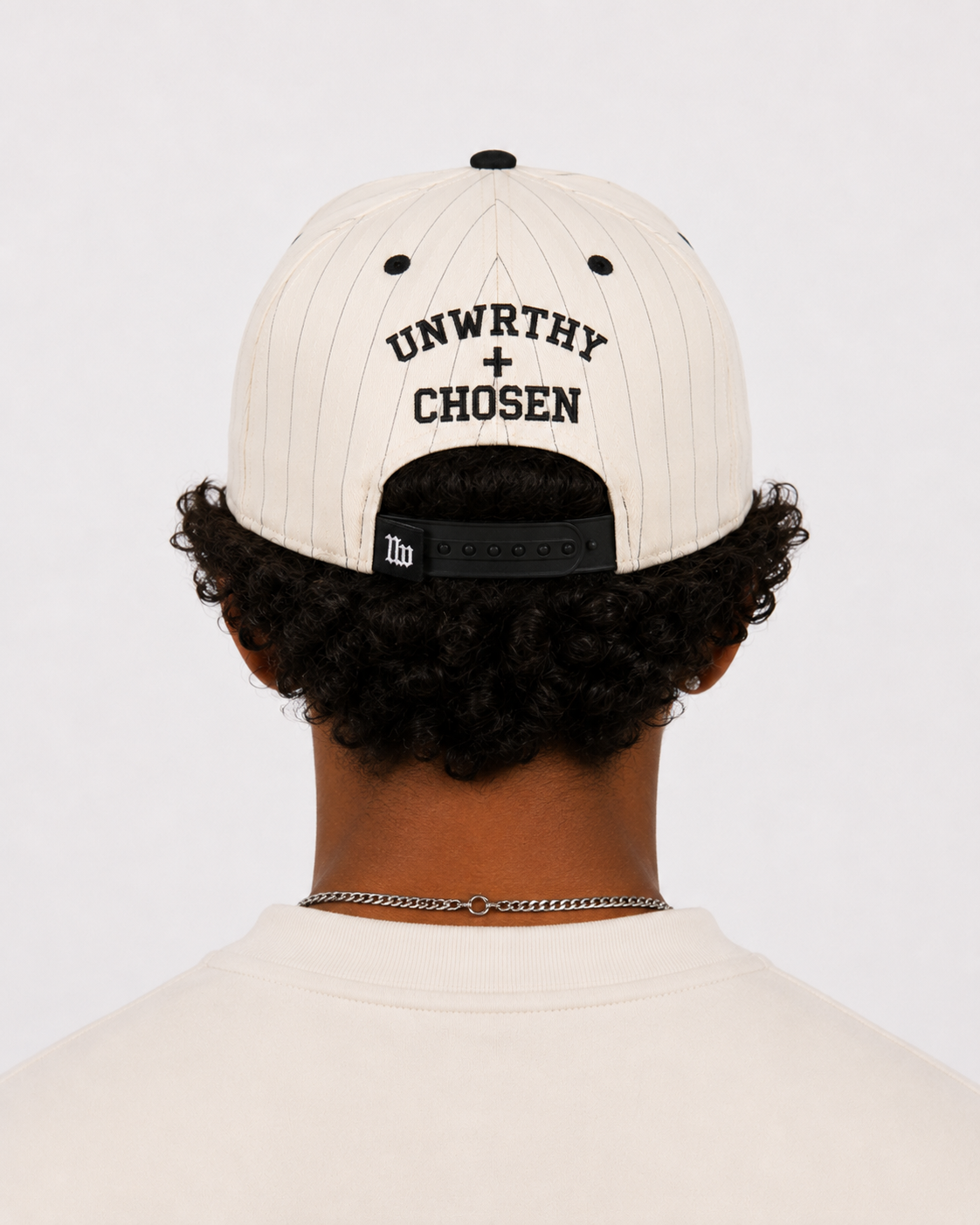Book I Snapback - Ivory Pinstripe/Alpha Black