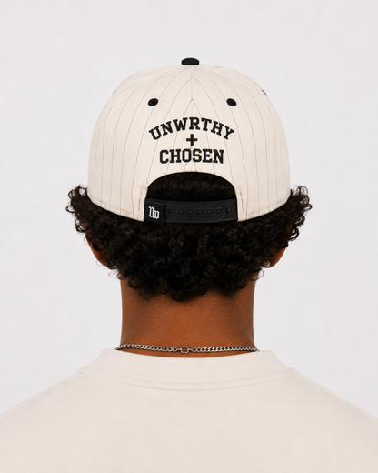 Book I Snapback - Ivory Pinstripe/Alpha Black