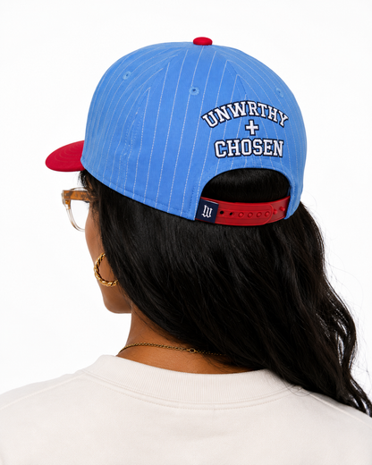 Book I Snapback - Sky Blue Pinstripe/Red Sea
