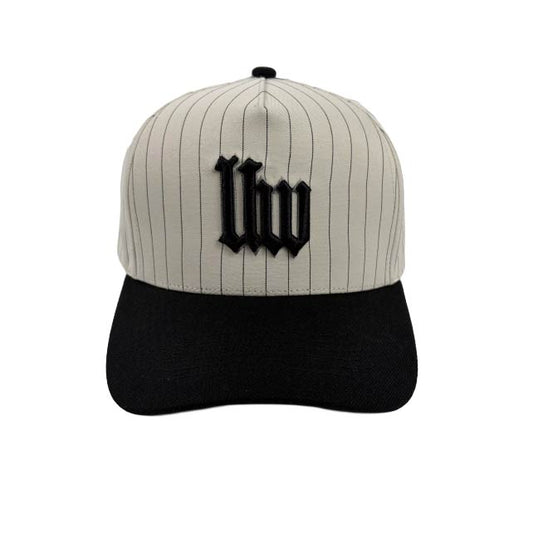 Book I Snapback - Ivory Pinstripe/Alpha Black