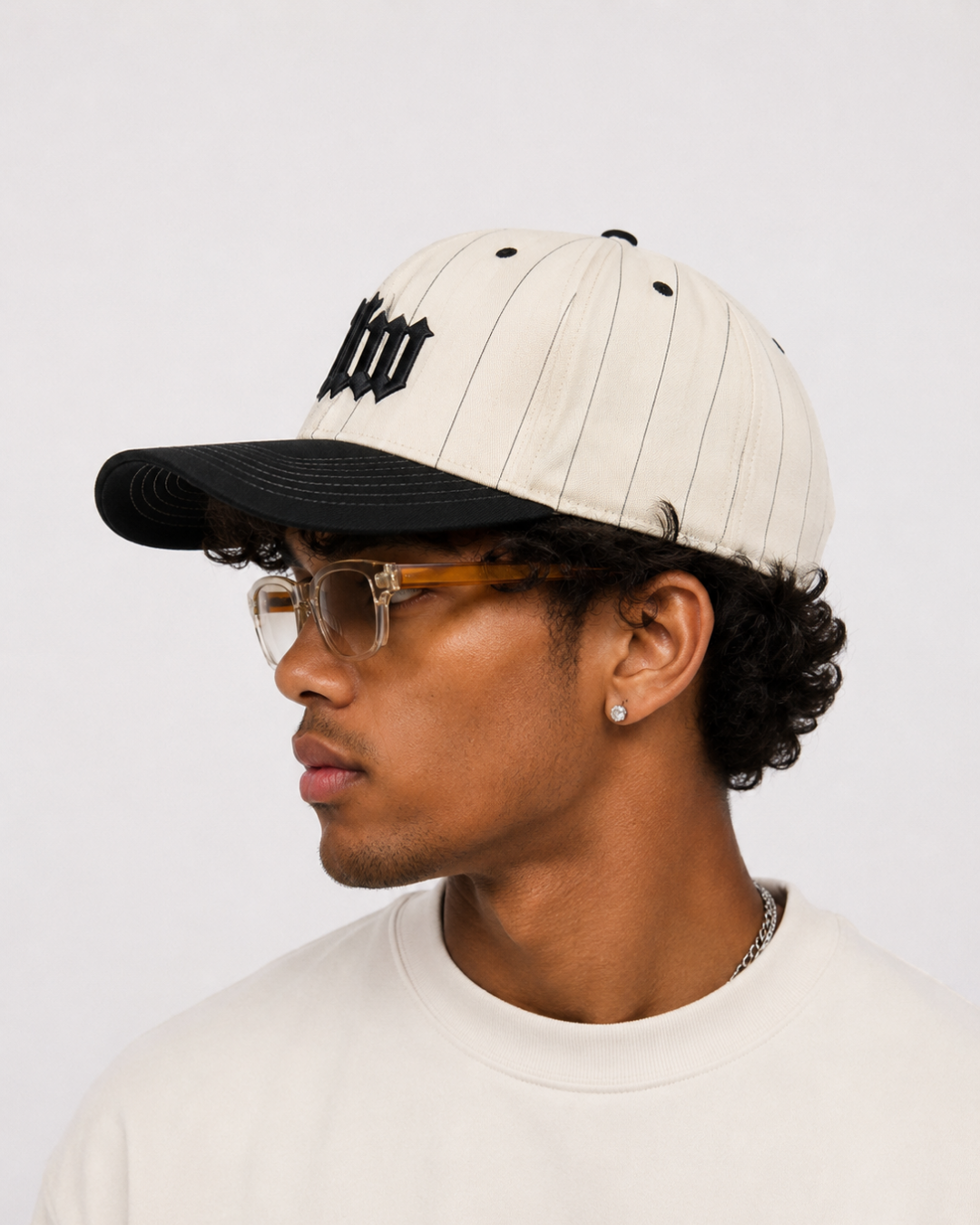 Book I Snapback - Ivory Pinstripe/Alpha Black